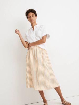 Smocked-waist Midi Skirt In Stripe