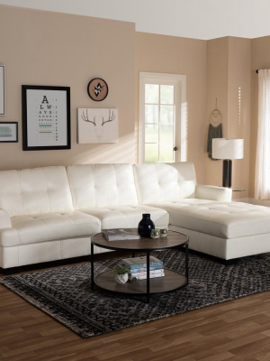 Adelyn White Faux Leather Sectional Sofa