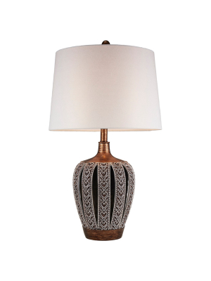 28.25" Antique Polyresin Table Lamp (includes Cfl Light Bulb) Brown - Ore International