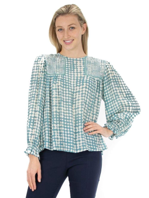 Zac & Rachel Gathered Sleeve Dot Blouse