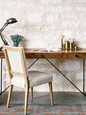 Natural Wood & Metal Writing Desk