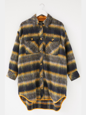 Uo Emelie Plaid Longline Shirt Jacket