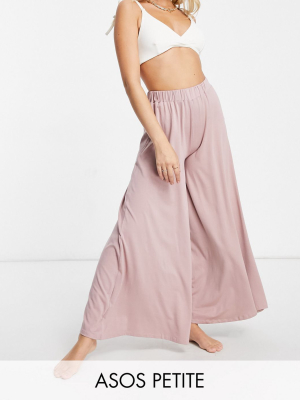 Asos Design Petite Jersey Palazzo Pants In Mink