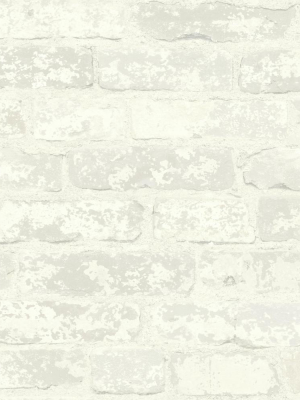 Stuccoed Brick Peel & Stick Wallpaper In White By Roommates For York Wallcoverings