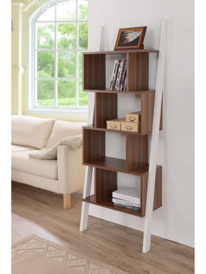 Ascencio Ladder Bookshelf And Display Case White/walnut - Iohomes