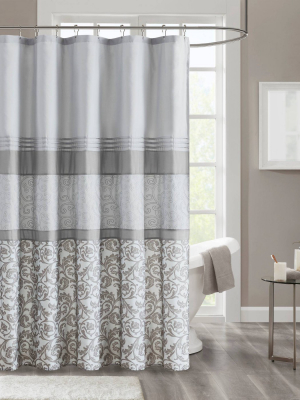 Casey Printed Shower Curtain With Liner Gray