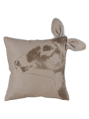 Deer Head Square Throw Pillow Red - Saro Lifestyle