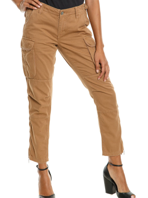 Easy Fit Cargo Pants With Zip At Bottom Slits - Camel