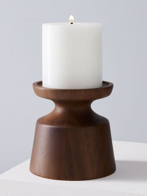 Wood Pedestal Candleholder