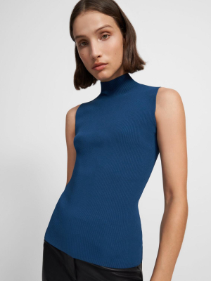 Sleeveless Turtleneck In Compact Crepe