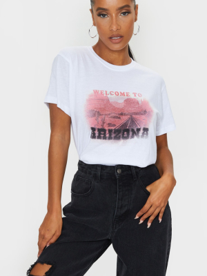 White Arizona Printed T Shirt