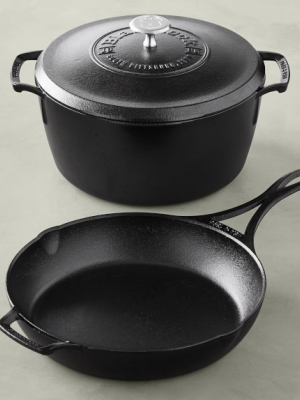 Lodge Blacklock Triple Seasoned Cast-iron 3-piece Dutch Oven And Skillet Set