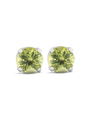 Pompeii3 Peridot Studs 14k White Gold 4mm 1/2ct