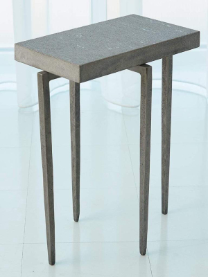 Global Views Laforge Accent Table Natural Iron With Flamed Granite Top