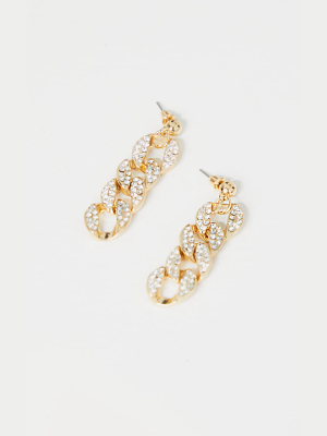 Gold Pave Chain Earrings