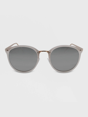 Women's Round Plastic Metal Sunglasses - A New Day™ Gold/white