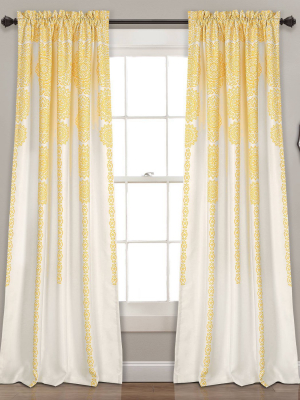 Set Of 2 52"x84" Stripe Medallion Room Darkening Window Curtain Panels Yellow - Lush Décor