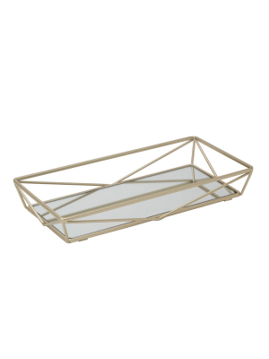 Geometric Mirrored Vanity Tray Gold - Home Details