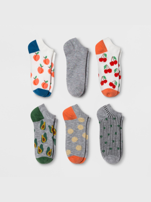 Women's Mixed Fruit 6pk Low Cut Socks - Xhilaration™ Colors May Vary 4-10