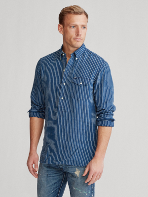 Classic Fit Striped Linen Popover Shirt