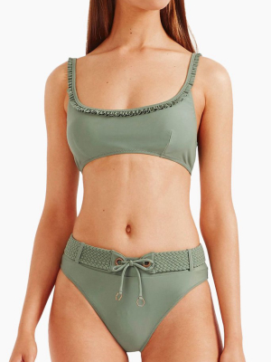 Halle Scoop Bralette Bikini Top - Vine Green