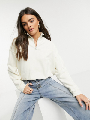 Levi's Half Zip Sweatshirt In Cream