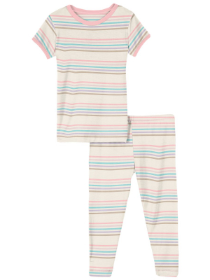 Kickee Pants Print Short Sleeve Pajama Set - Cupcake Stripe