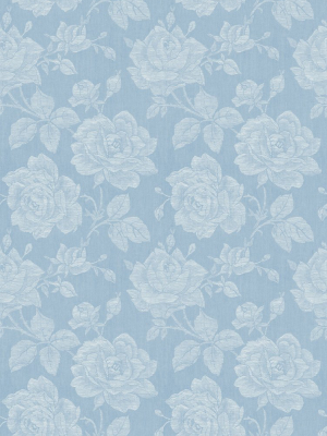 Garden Rose Wallpaper In True Blue From The Spring Garden Collection By Wallquest