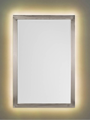 Possini Euro Design Possini Euro Metzeo Brushed Nickel 22" X 33" Led Wall Mirror