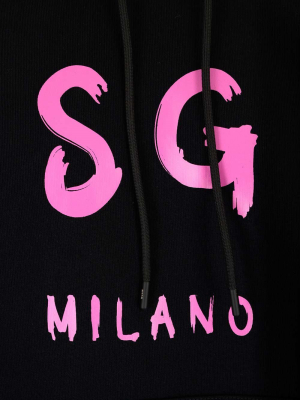 Msgm Logo Printed Drawstring Hoodie