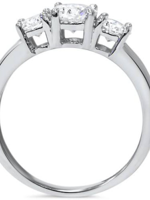 Pompeii3 1ct Diamond 3 Three Stone Engagement Ring 10k White Gold