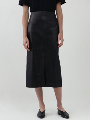 Pencil Skirt In Leather - Black