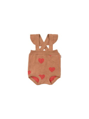 Tiny Cottons Hearts Baby Frills Bloomer - Tan/red