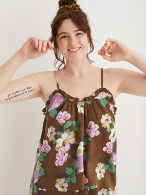 Aerie Satin Ruffle Tank Top