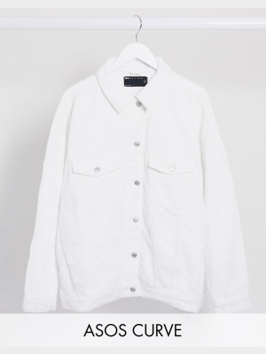 Asos Design Curve Oversized Denim Jacket In White