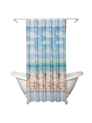 Seaside Serenity Novelty Shower Curtain Blue - India Ink