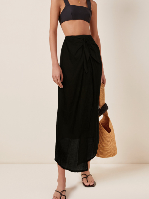 Ramie Wrap Maxi Skirt