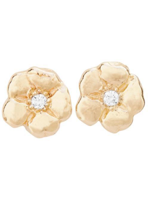 Cherry Blossom Stud Earrings With Diamond