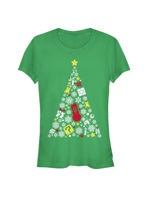 Junior's Nintendo Christmas Evergreen Mario T-shirt