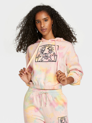 Women's Keith Haring Tie-dye Hooded Graphic Sweatshirt - Pale Peach