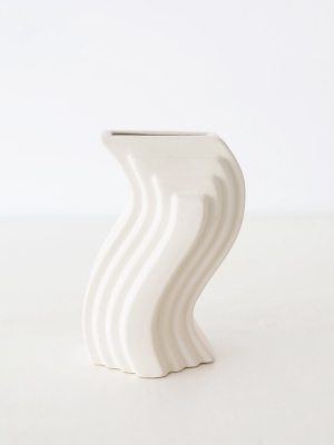 Afloral Nordic Cream White Wave Vase - 8"