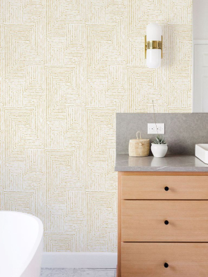 Merritt Geometric Wallpaper In Honey From The Scott Living Collection By Brewster Home Fashions