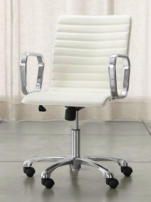 Ripple Ivory Leather Office Chair With Chrome Base