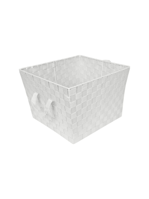 Simplify Large 15" Woven Strap Storage Bin Heather Gray