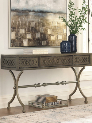 Quinnland Sofa And Console Table Antique Black - Signature Design By Ashley