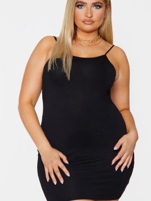 Plus Basic Black Strappy Bodycon Dress