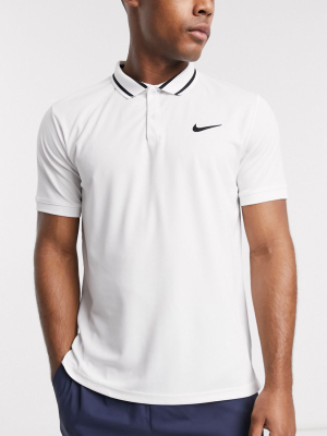 Nike Court Dri-fit Tipped Tennis Polo Shirt In White