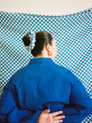 Scrunchie - Aqua Check