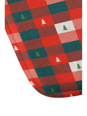 Zoe Wodarz Mini Tree Plaid Memory Foam Bath Mat Red - Deny Designs