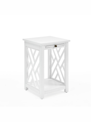 Middlebury Wood End Table With Tray Shelf White - Alaterre Furniture